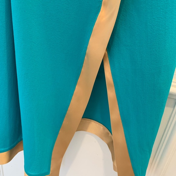 La Perla Teal and Tan Lace midi Slip Dress - Picture 6 of 8